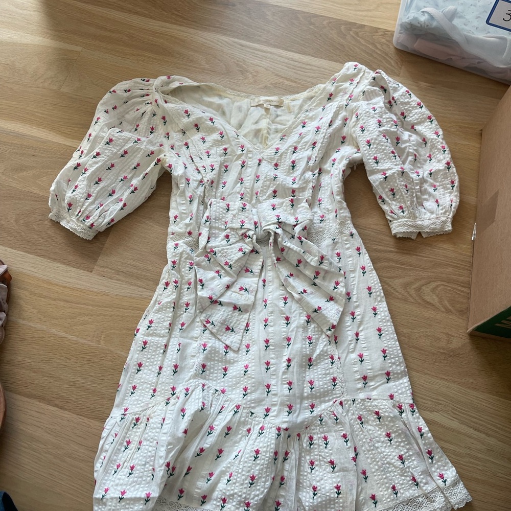LoveShackFancy Floral White Mini Dress size XS